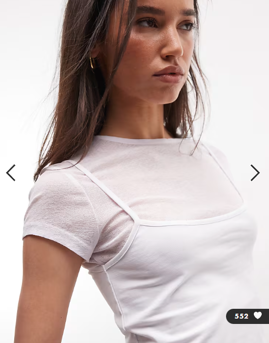 COLLUSION short sleeve double layer white tshirt