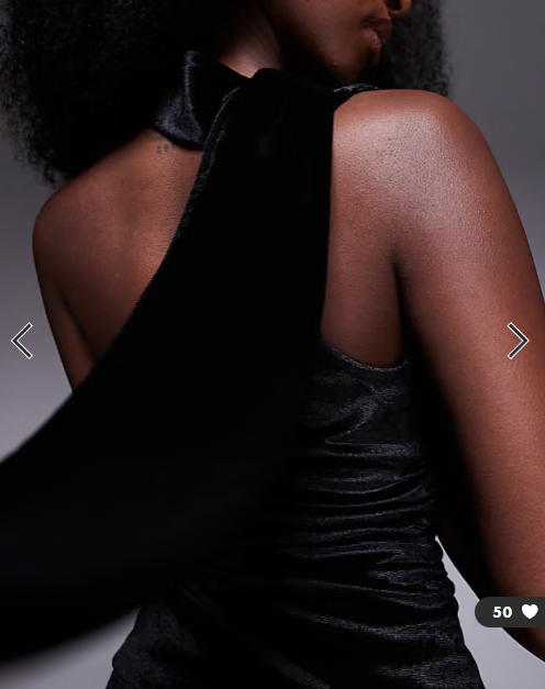 ASOS DESIGN velvet one shoulder cinched top with scarf detail in black