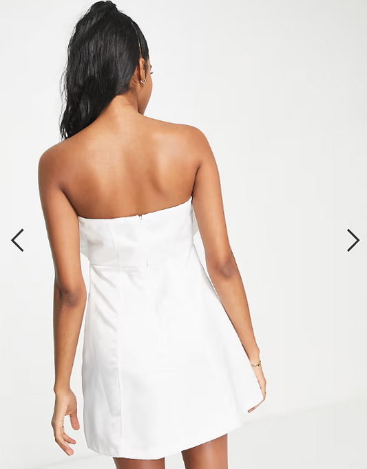 In The Style x Lorna Luxe premium supersize bow mini dress in white