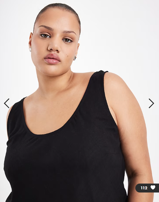ASOS DESIGN Curve scoop neck linen cami in black