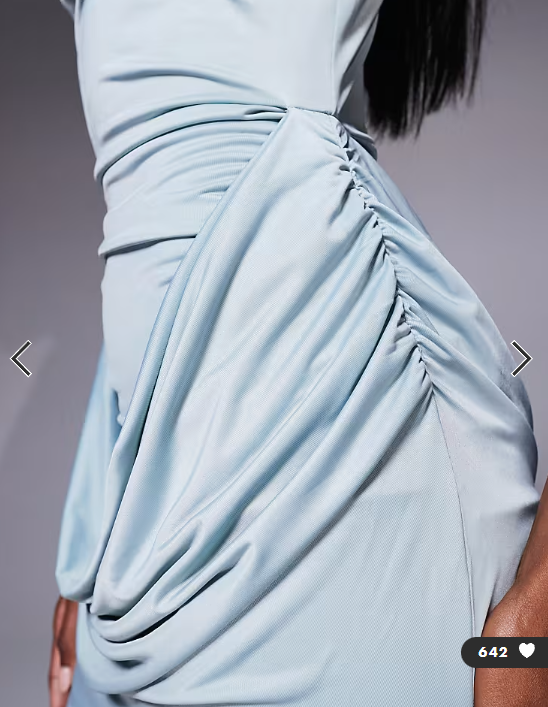 ASOS DESIGN stretch satin high neck mini dress with cowl waist detail in light blue