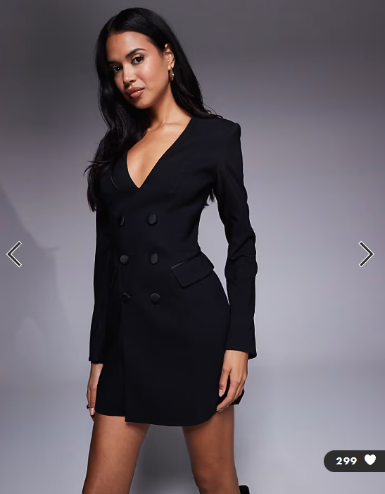 Oh Polly structured tailored blazer dress in black
