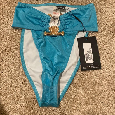 Blue Hammered Trim Bikini Bottoms