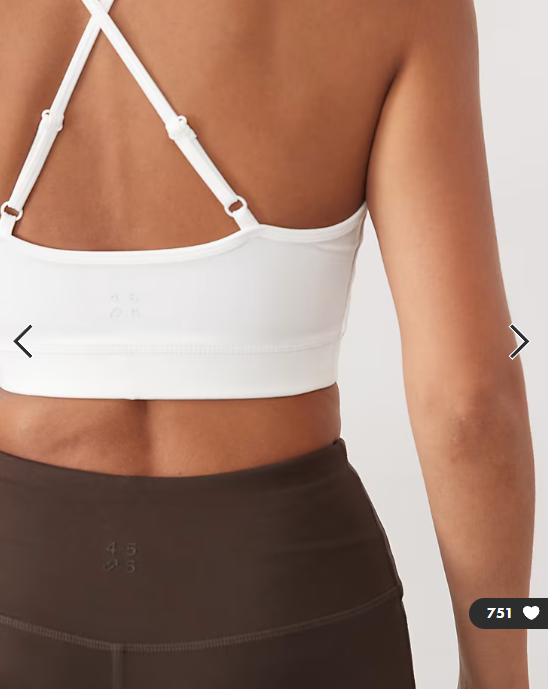 4505 Icon soft touch light support sports bra with adjustable straps in white