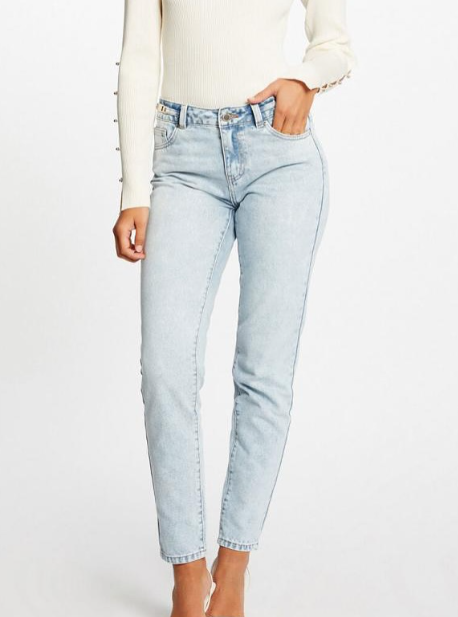 Morgan Jeans Droit Avec Ornements Métalliques Jean Bleached | Femme Jeans