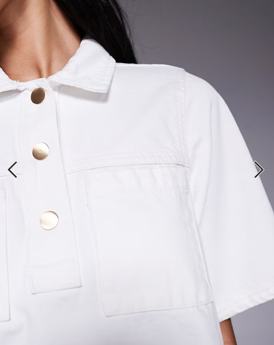 River Island collared denim shirt dress in white