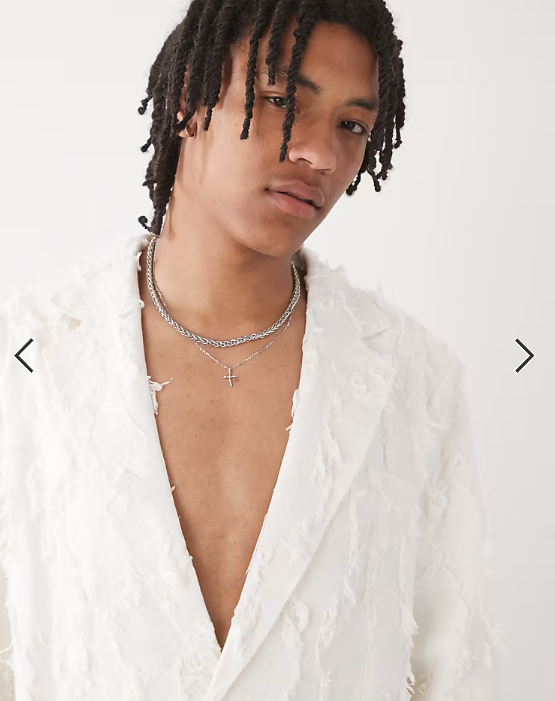 Reclaimed Vintage Limited Edition oversized suit jacket in cream with fraying