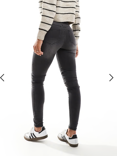 Noisy May Callie high waist skinny jeans in washed gray