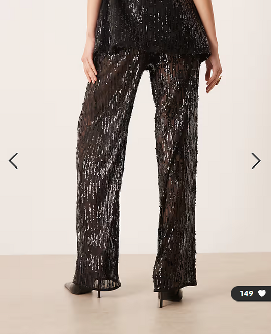 ASOS DESIGN tailored wide leg sheer sequin trousers co-ord in black