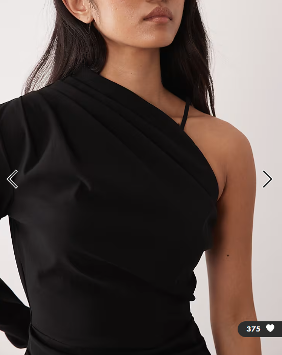 ASOS DESIGN one shoulder draped midi dress in black