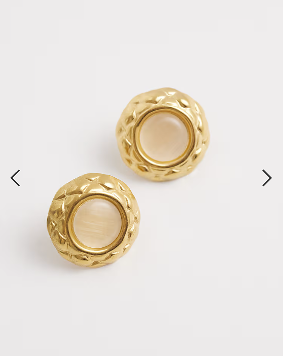 Lost Souls vintage inspired stone earrings in 18ct gold plated stainless steel