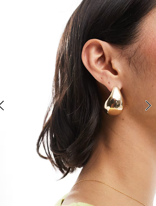 Pieces oversized chunky droplet earrings in gold