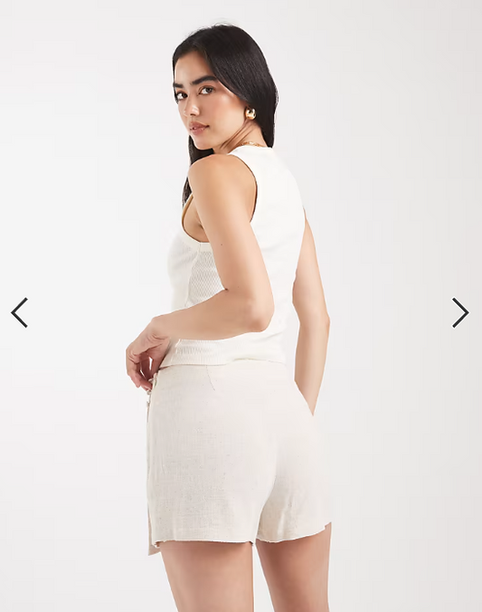 ASOS DESIGN linen look wrap skort in natural