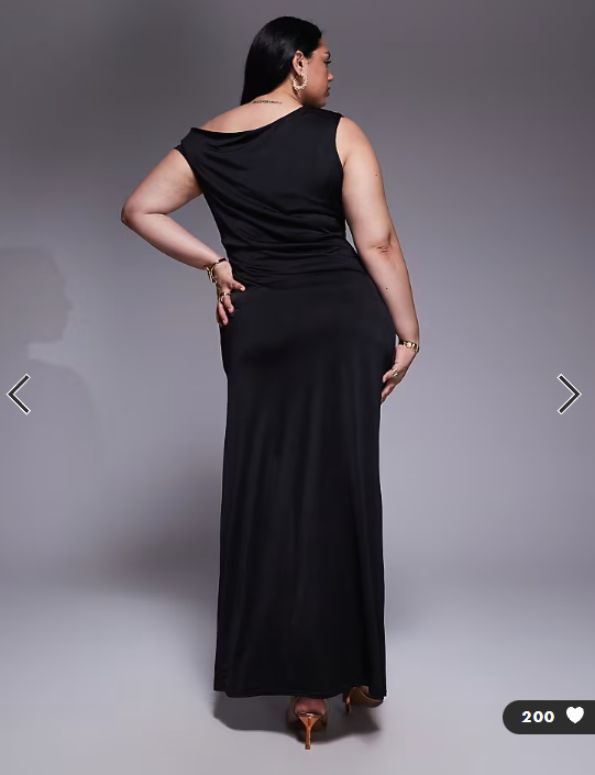 TFNC Plus asymmetric midi dress with thigh slit in black