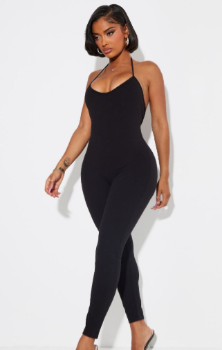 Shape Black Sculpted Halterneck Low Back Jumpsuit