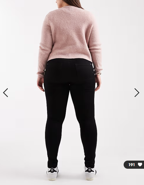 ONLY Curve Augusta high waisted skinny jeans in black