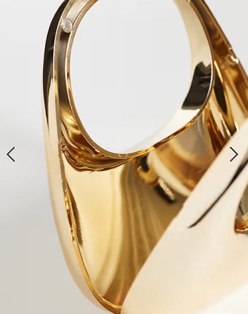 My Accessories round metal handheld clutch purse in gold tone