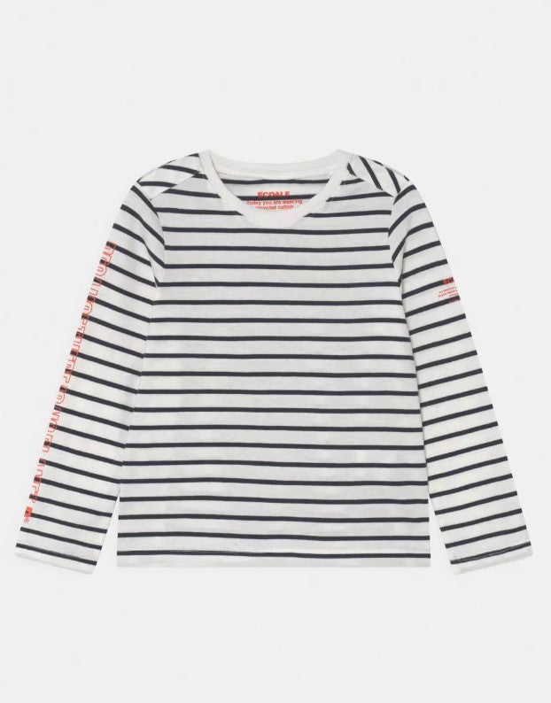 Ecoalf Marinalf Long Sleeve T-shirt Boys Off White Blue Stripe