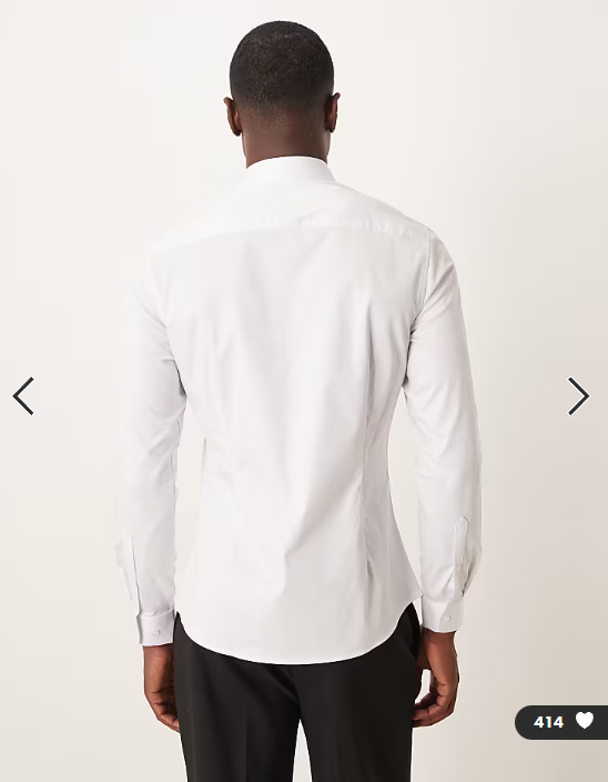ASOS DESIGN easy iron slim fit sateen shirt in white