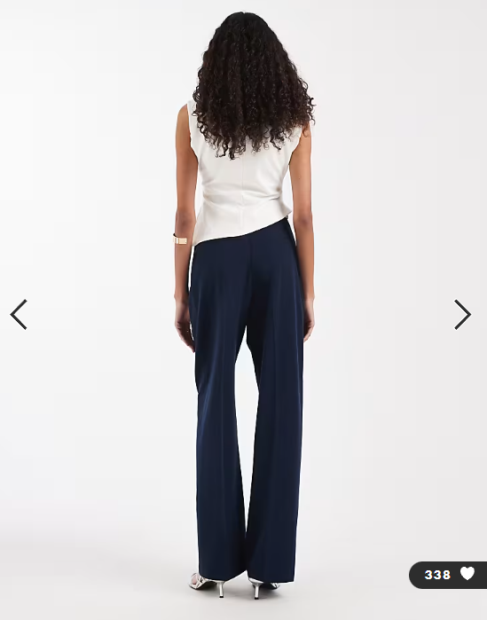ASOS DESIGN Tall tailored wide leg trousers with pleat detail in navy