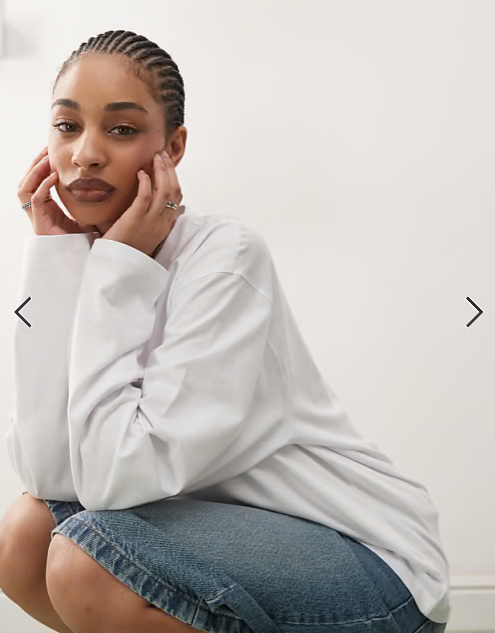 Weekday oversized boxy fit long sleeve t-shirt in white