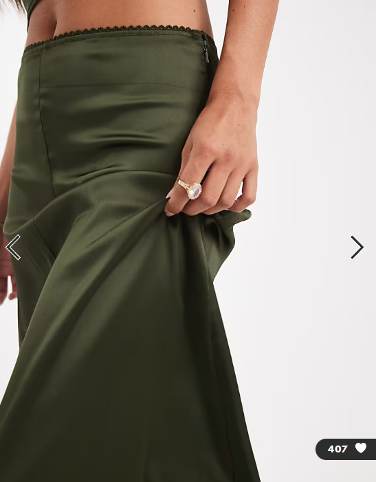 ASOS DESIGN satin co-ord maxi skirt in green