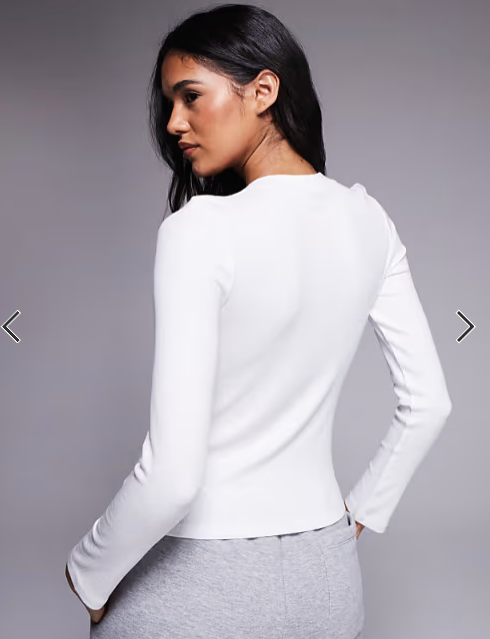 4505 Rest Day ultra soft modal rib long sleeve henley top in white - WHITE