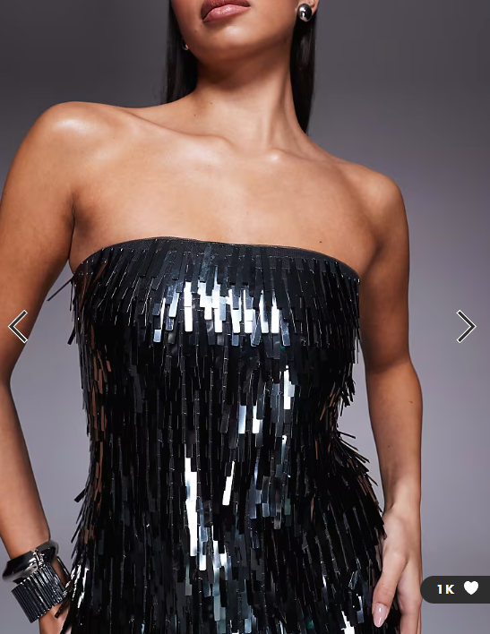 Abercrombie & Fitch strapless scarlett skort dress in black fringe sequins