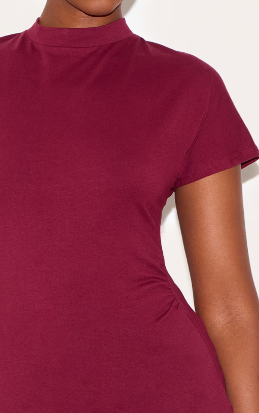 Plt - Wine Oversized Cinched Waist Detail T Shirt