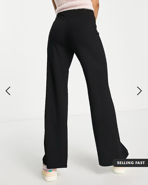 ASOS DESIGN Petite basic wide leg jersey trouser in black