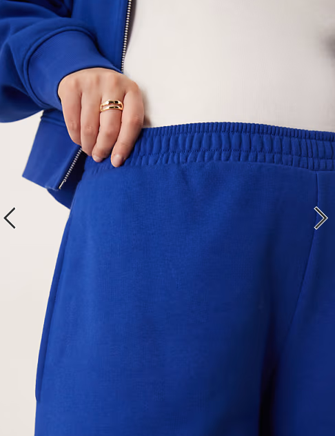 ASOS DESIGN Curve barrel leg brushback jogger in deep blue