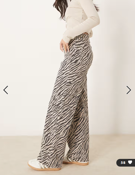 YAS high waist wide leg jeans in zebra print