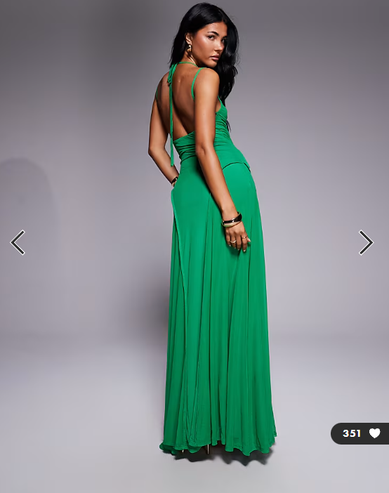 ASOS DESIGN mesh maxi dress with exposed seam detail in green