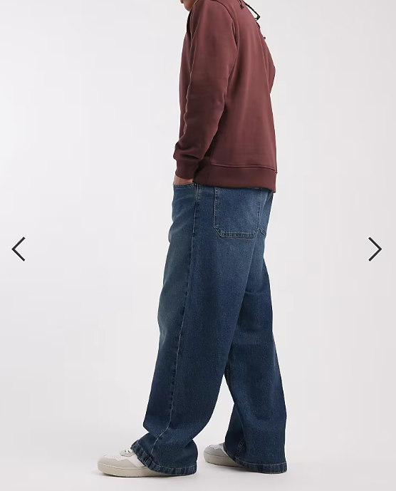 Hollister super baggy 5 pocket jeans in dark blue wash