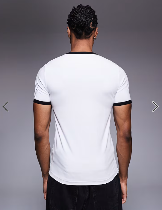 ASOS DESIGN muscle fit ringer t-shirt with photographic vampire graphic in white