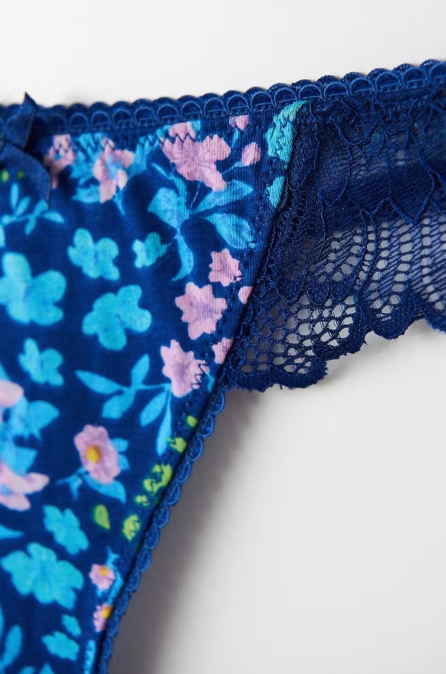 Riley organic cotton thong - Blue Flower