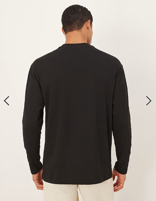 ASOS DESIGN long sleeve t-shirt with small flower chest print in black.