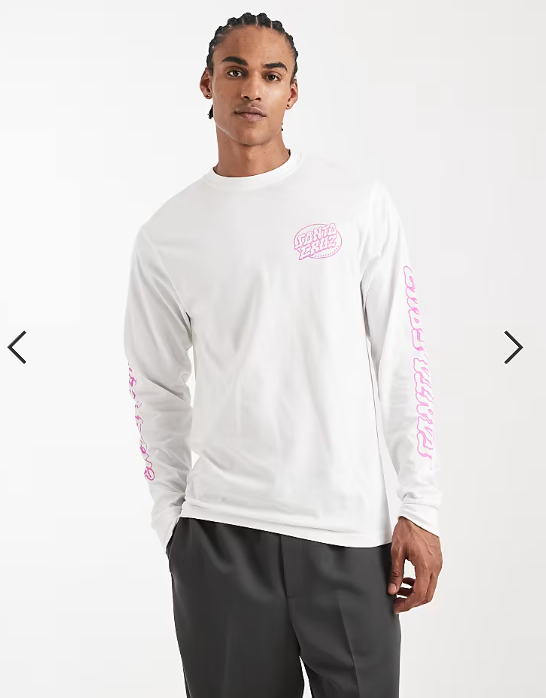Santa Cruz mono graphic long sleeve t-shirt in white.