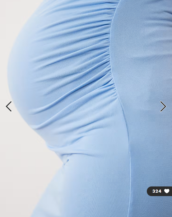 Mamalicious Maternity sleevelss slinky ruched detail midi dress in blue