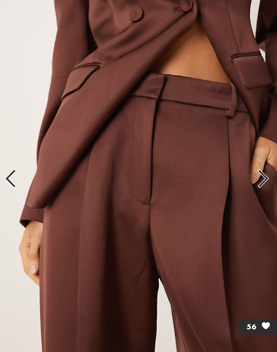 Mango Gilda satin tailored trouser co-ord in brown