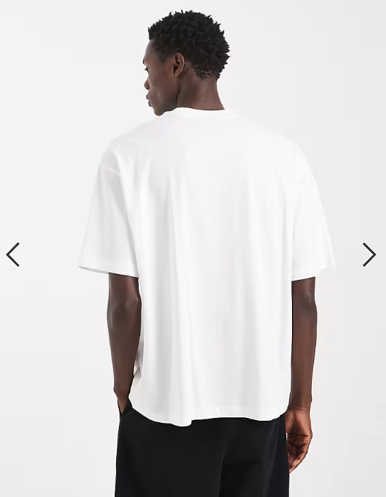 ASOS DESIGN oversized T-shirt with city chest graphic in white.