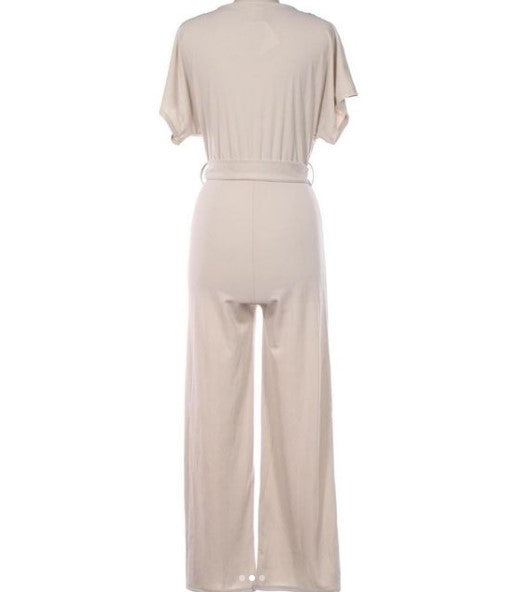 Stone Wrap Tie Belt Jumpsuit