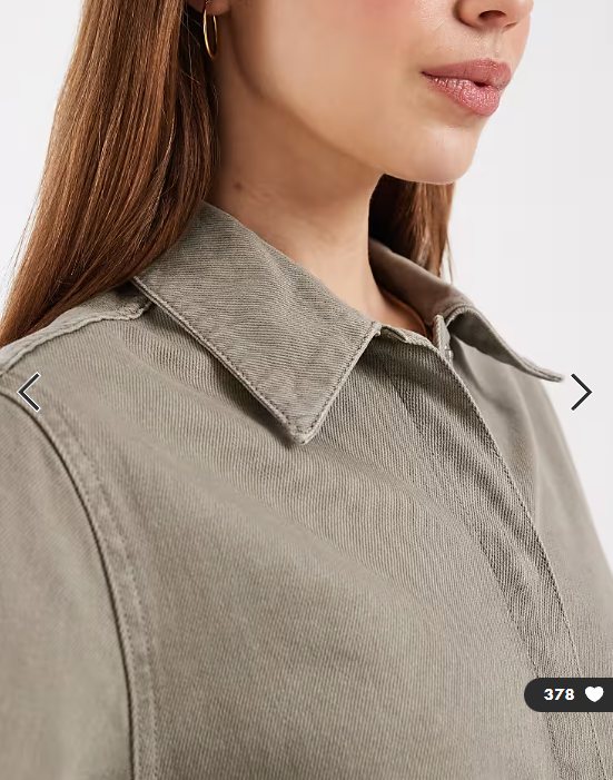 ASOS DESIGN denim shirt midi dress in khaki