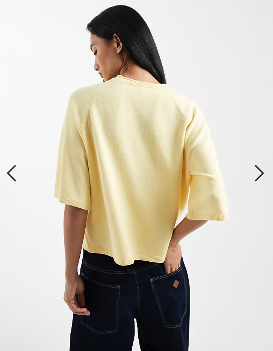 ONLY boxy knitted short sleeve top in pale yellow
