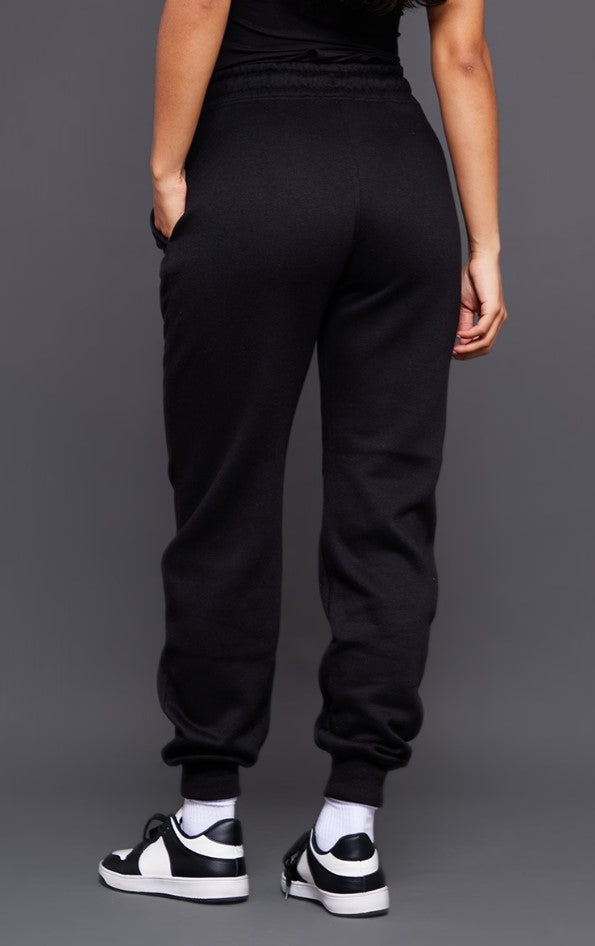 Black Logo High Waisted Cuffed Joggers