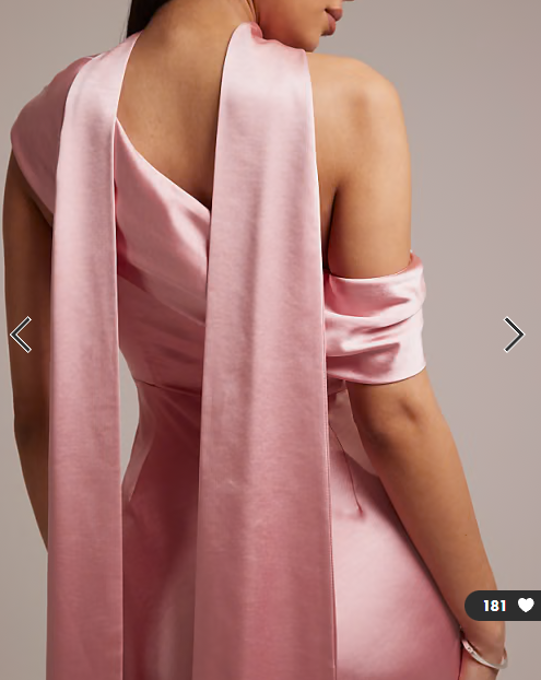 Six Stories Bridesmaids satin drape one shoulder maxi dress in rose pink