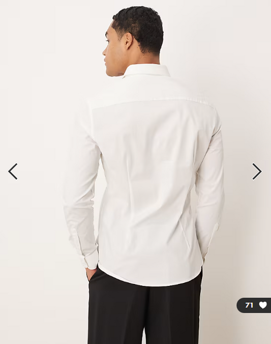 ASOS DESIGN skinny stretch work shirt in white