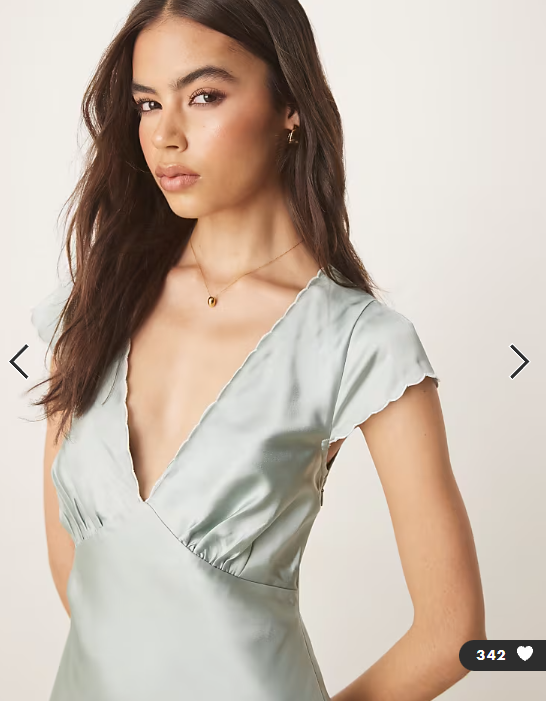 ASOS DESIGN Tall satin flippy mini dress with scallop trim in pale blue