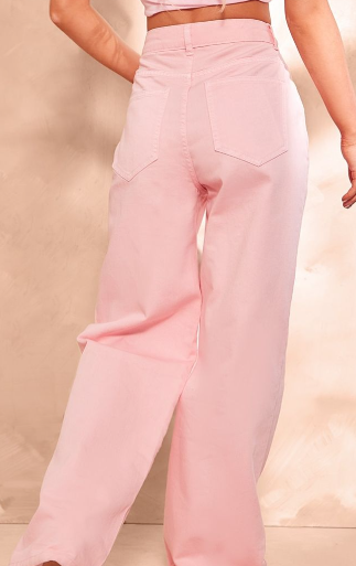 Pink High Waist Wide Leg Jeans