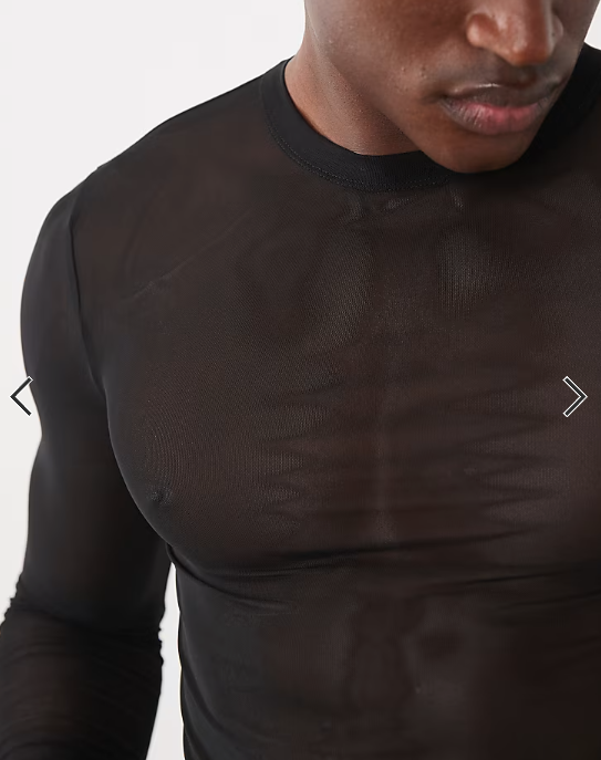 ASOS DESIGN muscle fit long sleeve t-shirt in black mesh